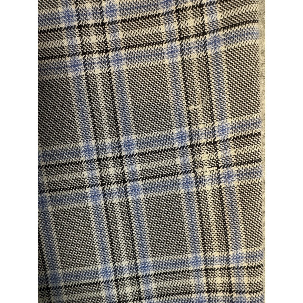 TR Premium Men's Plaid Tailored Pants 32 Gray Blue Stretch Slim Fit Trousers - Picture 11 of 16